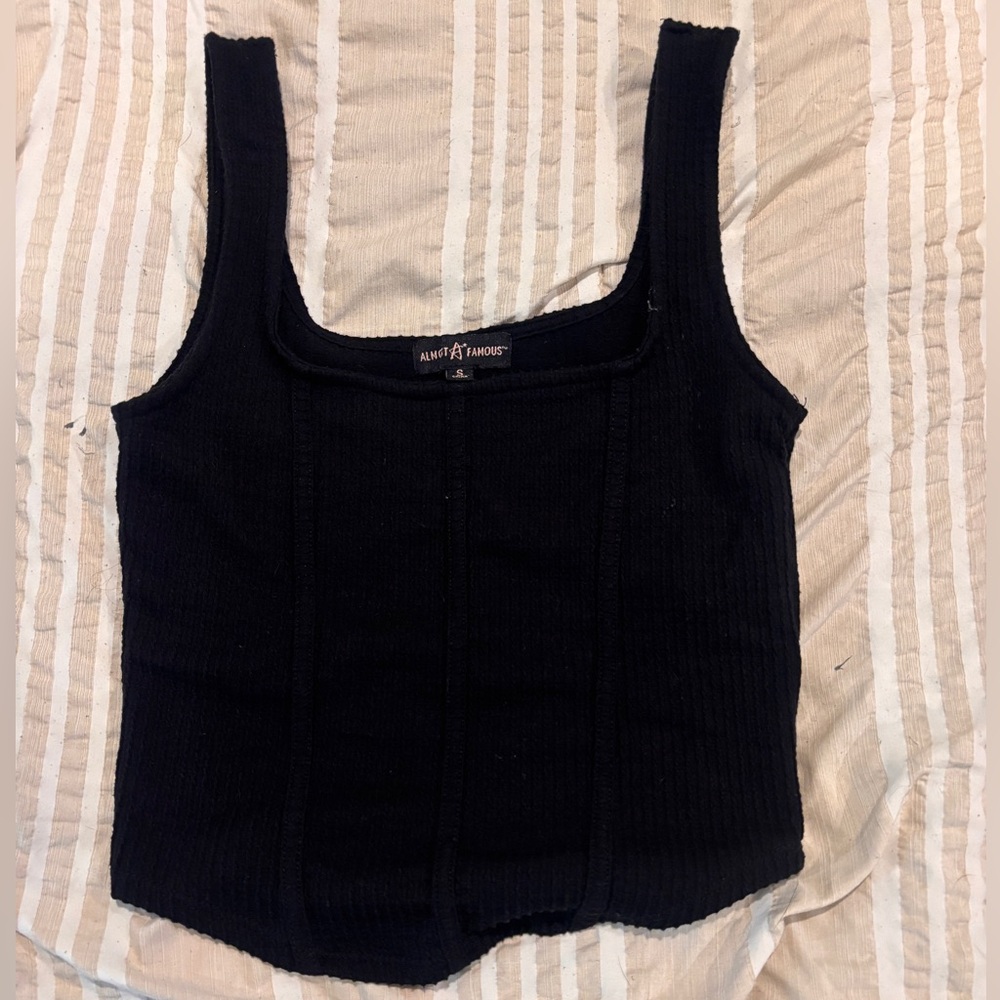 Black Ribbed Tank Top